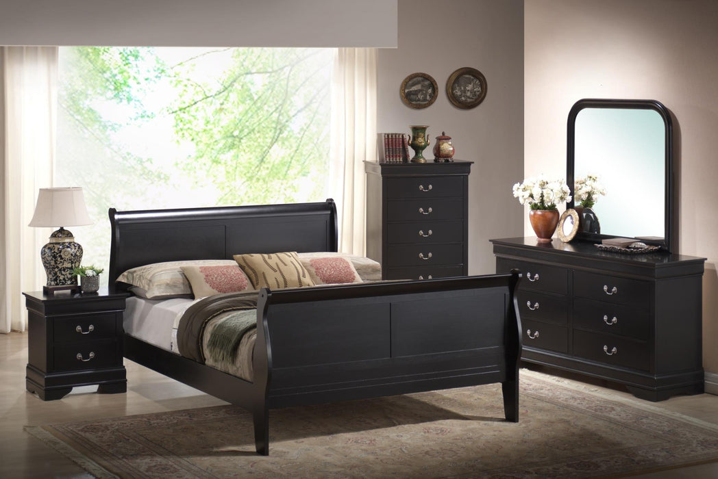 Myco Furniture - Louis Philippe 5 Piece Queen Bedroom Set in Black - 6702Q-5SET