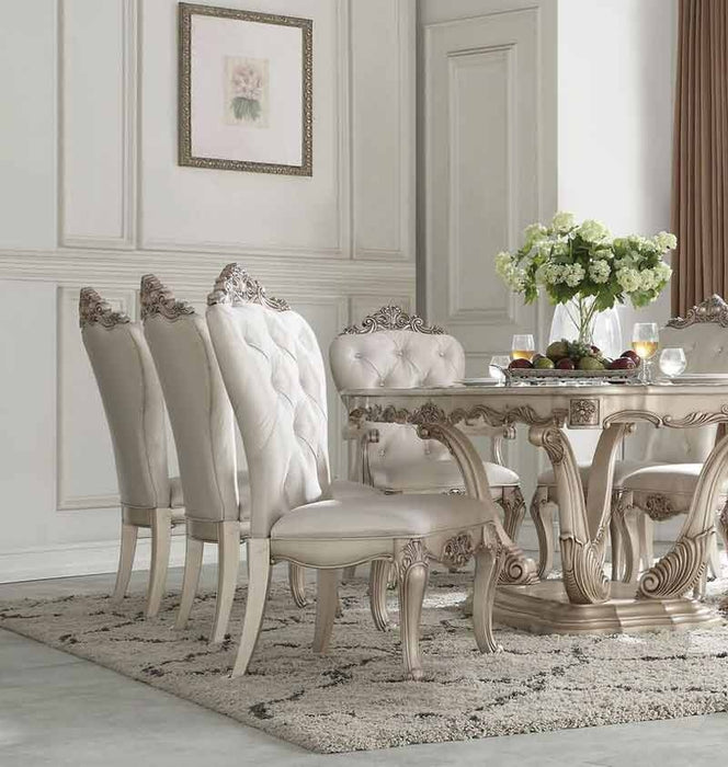 Acme Furniture - Gorsedd Cream Fabric & Antique White Side Chair (Set-2) - 67442