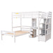 GFD Home - Twin Size Loft Bed with a Stand-alone Bed, Storage Staircase, Desk, Shelves and Drawers, White - GreatFurnitureDeal