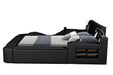 GFD Home - Zoya Smart Multifunctional Queen Size Bed Made with Wood in Black - GreatFurnitureDeal