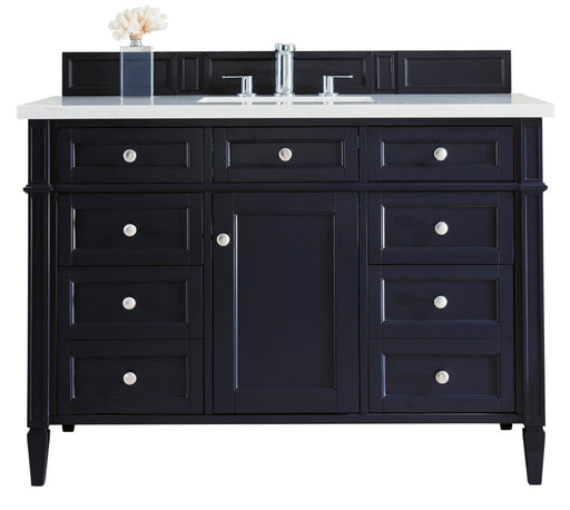James Martin Furniture - Brittany 48" Victory Blue Single Vanity w- 3 CM Eternal Jasmine Pearl Quartz Top - 650-V48-VBL-3EJP - GreatFurnitureDeal