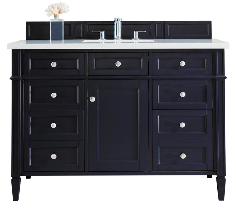 James Martin Furniture - Brittany 48" Victory Blue Single Vanity w- 3 CM Eternal Jasmine Pearl Quartz Top - 650-V48-VBL-3EJP - GreatFurnitureDeal