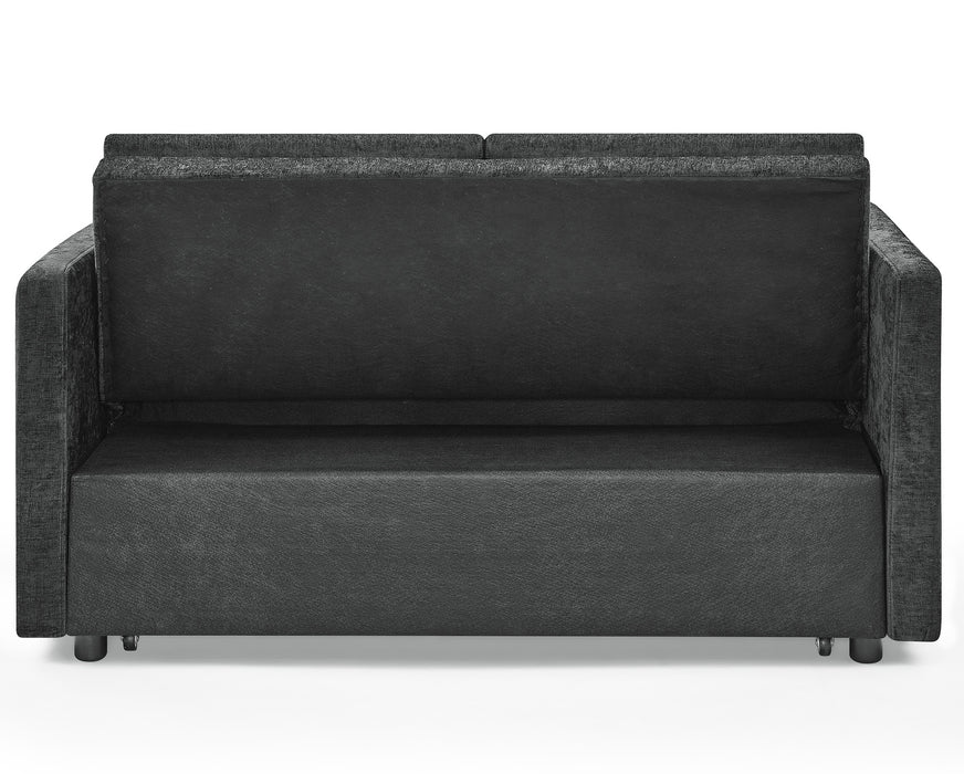 GFD Home - Loveseats Sofa Bed with Pull-out Bed，Adjsutable Back and Two Arm Pocket，Black （54.5“x33”x31.5“） - GreatFurnitureDeal