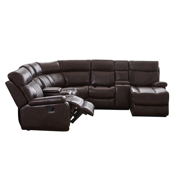 GFD Home - SECTIONAL MOTION SOFA BRWON - GreatFurnitureDeal