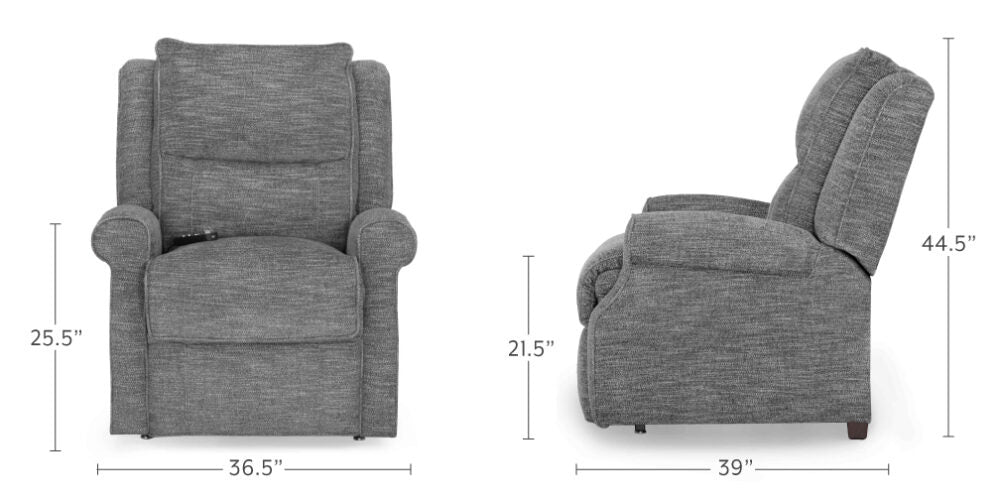 Franklin Furniture - 690 Charles 2-Motor Lift-Heat in Seat & Back Massage-USB-Copper Seating in Pewter - 690-PEWTER