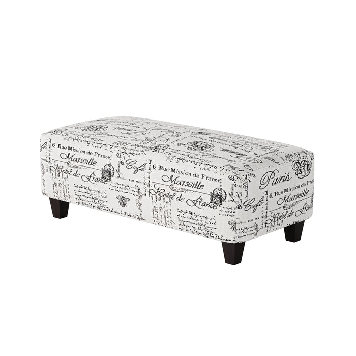 Southern Home Furnishings - Francaise Ebony 49"Cocktail Ottoman in Multi - 100-C Francaise Ebony - GreatFurnitureDeal