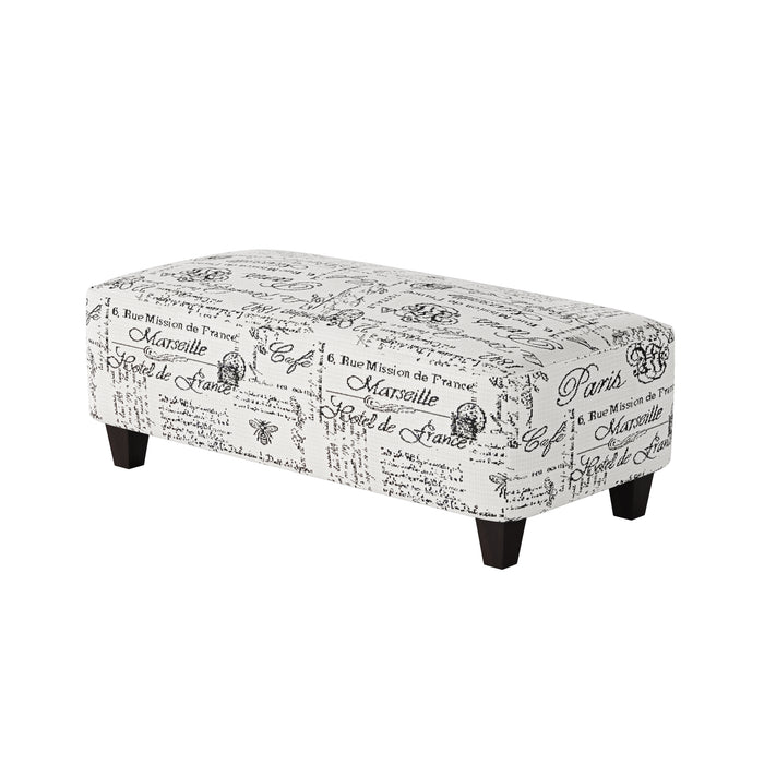 Southern Home Furnishings - Francaise Ebony 49"Cocktail Ottoman in Multi - 100-C Francaise Ebony