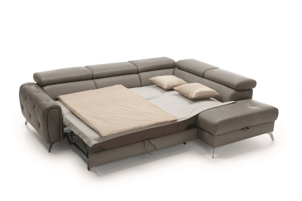 ESF Furniture - Camelia Sectional Sofa w/Bed and Storage in grey - CAMELIASECTIONALLEFT