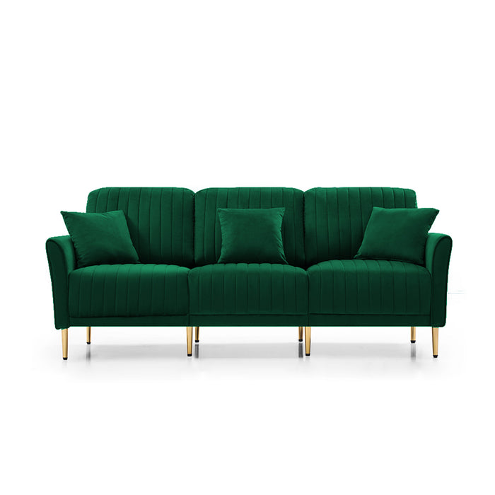 GFD Home - Sofa Sets for Living Room 3 Piece Mid Century Modern Sectional Couch Set, 2 Upholstered Loveseat Sofas and one 3-Seat Sofa (3, Green Velvet) - GreatFurnitureDeal