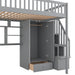 GFD Home - Full size Loft Bed with Bookshelf,Drawers,Desk,and Wardrobe-Gray - GreatFurnitureDeal