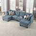 GFD Home - U shape Modular Sectional Sofa，DIY Combination，includes Two Single Chair ，Two Corner and Two Ottoman，Navy Chenille - GreatFurnitureDeal