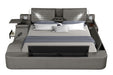 GFD Home - Zoya Smart Multifunctional Queen Size Bed Made with Wood in Gray - GreatFurnitureDeal