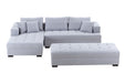 GFD Home - Tufted Fabric 3-Seat L-Shape Sectional Sofa Couch Set w/Chaise Lounge, Ottoman Coffee Table Bench, Light Grey - GreatFurnitureDeal