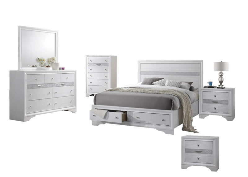 Mariano Furniture - Catherine 6 Piece Queen Bedroom Set in White - BQCath-Q-6Pc - GreatFurnitureDeal