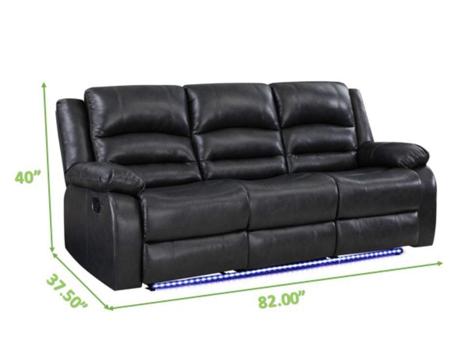 GFD Home - Martin 2 Pc Manual Reclining Sofa set finished with Faux Leather/ Wood in Black - GreatFurnitureDeal