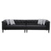 GFD Home - Sarah Black Vegan Leather Tufted Sofa Chaise Chair Ottoman Living Room Set With 6 Accent Pillows - GreatFurnitureDeal