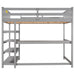 GFD Home - Full Size Loft Bed with Storage Shelves and Under-bed Desk, Gray(OLD SKU:SM000246AAE-1) - GreatFurnitureDeal