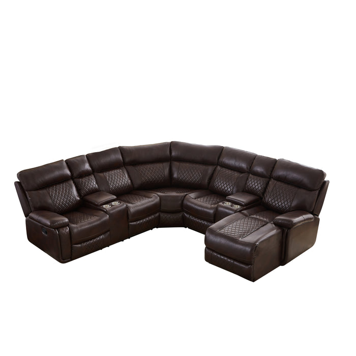 GFD Home - SECTIONAL MOTION SOFA BRWON - GreatFurnitureDeal