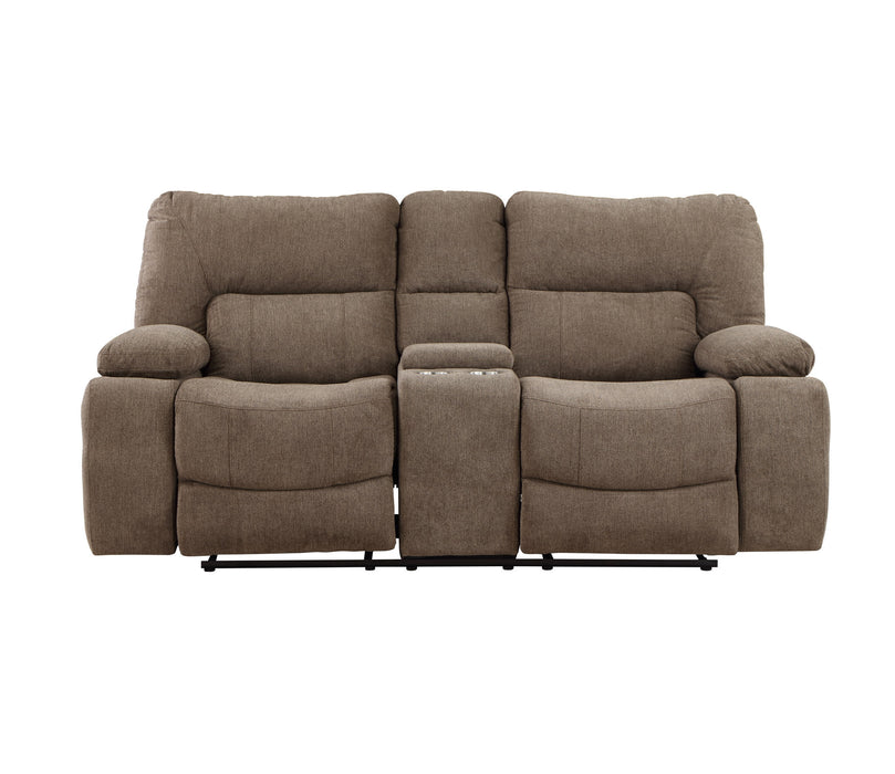 GFD Home - Ohio Manual Recliner 3Pc Living Room Set Made With Chenille Upholstery in Brown - GreatFurnitureDeal