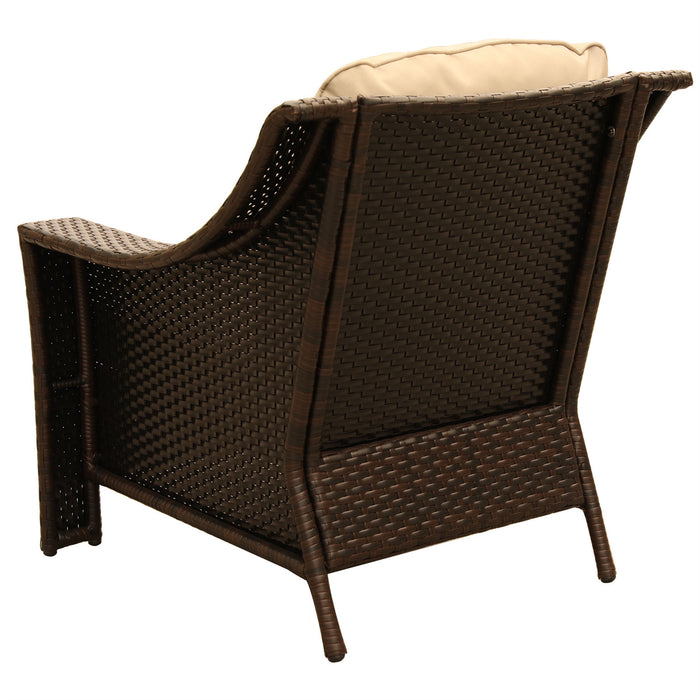 GFD Home - Outdoor Patio Garden Wicker Club Chair with Cushions, Set of 2, Beige - GreatFurnitureDeal