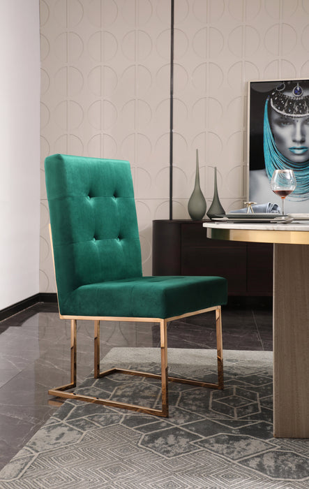 GFD Home - Modrest Legend Modern Green Velvet & Rose Gold Dining Chair (Set of 2) - GreatFurnitureDeal