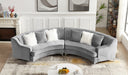 GFD Home - Grey Velvet Curved Sofa - GreatFurnitureDeal