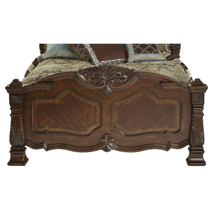 AICO Furniture - Windsor Court 3 Piece Queen Mansion Bedroom Set in Vintage Fruitwood - 70000QNMB-54-3SET - GreatFurnitureDeal