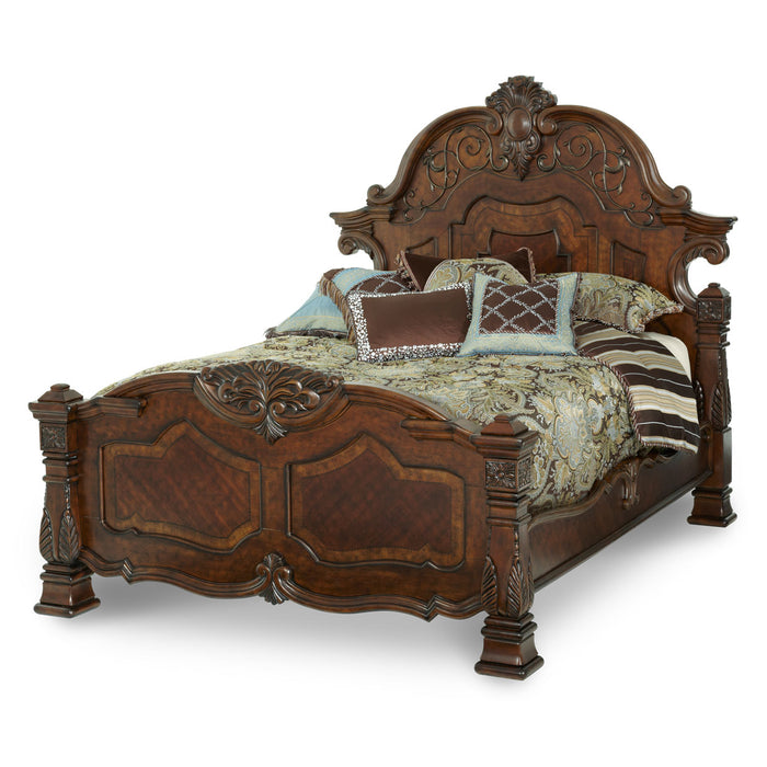 AICO Furniture - Windsor Court California King Mansion Bed in Vintage Fruitwood - 70000CKMB-54