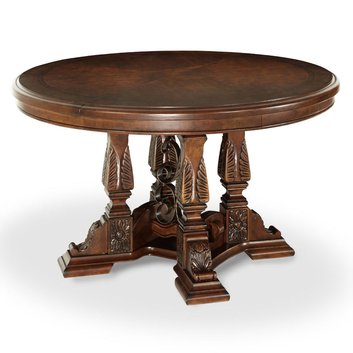 AICO Furniture - Windsor Court Round Dining Table in Vintage Fruitwood - 70001-54 - GreatFurnitureDeal