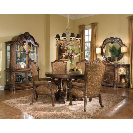 AICO Furniture - Windsor Court 5 Piece Round Dining Table Set in Vintage Fruitwood - 70001-03-04-5SET