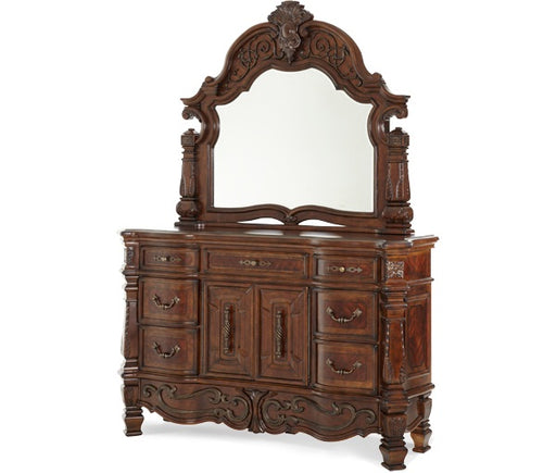 AICO Furniture - Windsor Court Dresser and Mirror Set in Vintage Fruitwood - 70050-60-54 - GreatFurnitureDeal