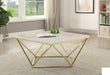 Coaster Furniture - White And Brass Coffee Table - 700846