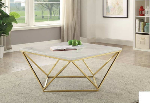 Coaster Furniture - White And Brass Coffee Table - 700846 - GreatFurnitureDeal