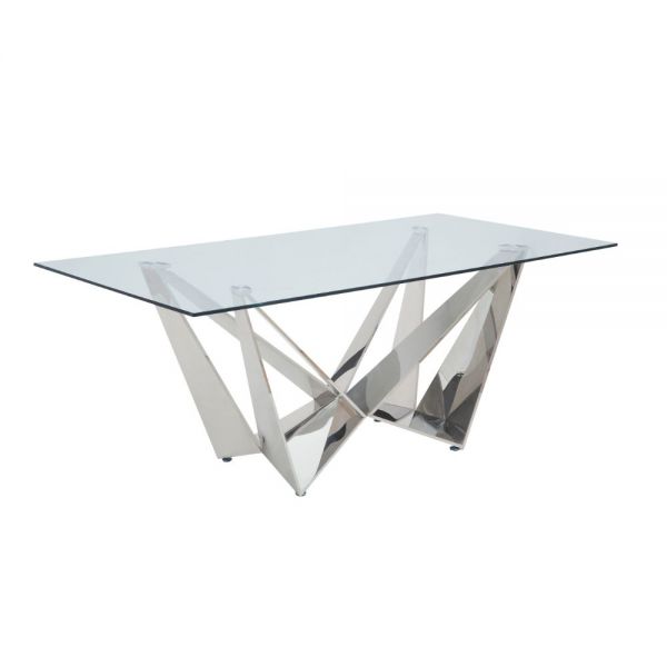 Acme Furniture - Dekel 5 Piece Dining Table Set In Clear Glass & Stainless Steel - 70140-5SET