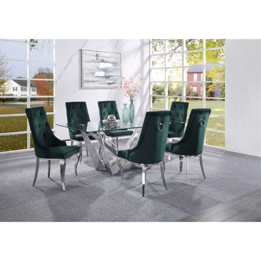 Acme Furniture - Dekel 5 Piece Dining Table Set In Clear Glass & Stainless Steel - 70140-5SET - GreatFurnitureDeal
