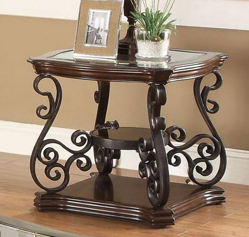 Coaster Furniture - Mahogany Ornate Metal End Table - 702447 - GreatFurnitureDeal