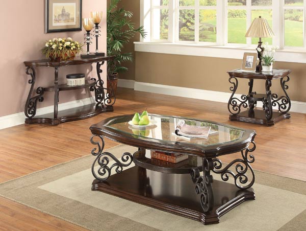 Coaster Furniture - Mahogany Ornate Metal End Table - 702447