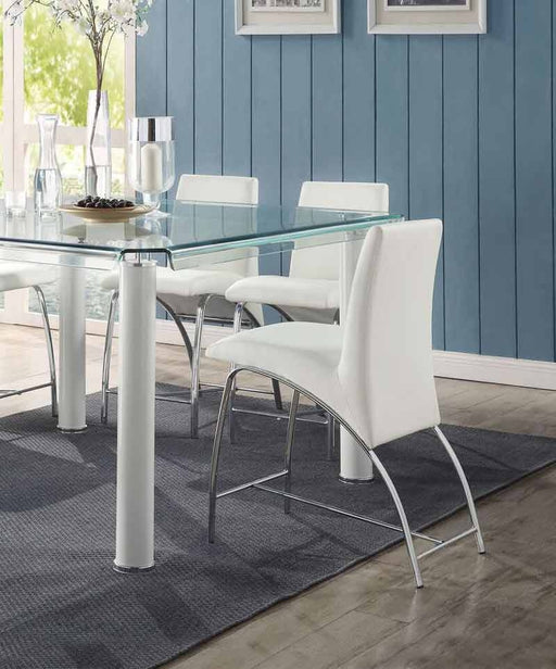 Acme Furniture - Gordie White PU & Chrome Counter Height Chair (Set-2) - 70253