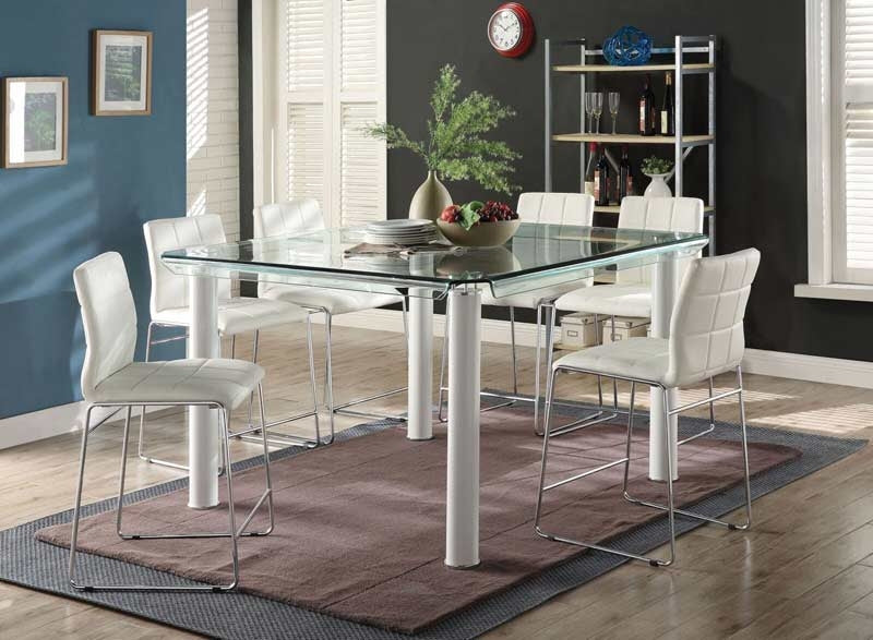 Acme Furniture - Gordie White PU & Chrome Counter Height Chair (Set-2) - 70254 - Dining Room Set