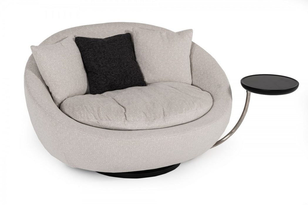 VIG Furniture - Divani Casa Alba Modern Grey Fabric Chair w- Tray - VGWCL157-GRY