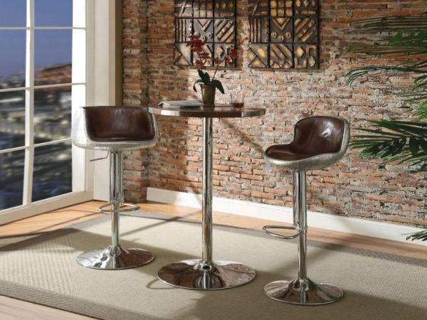 Acme Furniture - Brancaster Retro Brown TGL & Aluminum Bar Table - 70425 - GreatFurnitureDeal