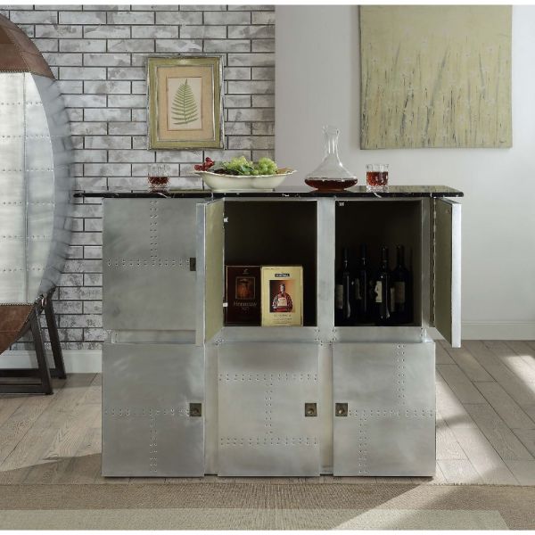 Acme Furniture - Brancaster Marble & Aluminum Bar Table - 70450 - GreatFurnitureDeal
