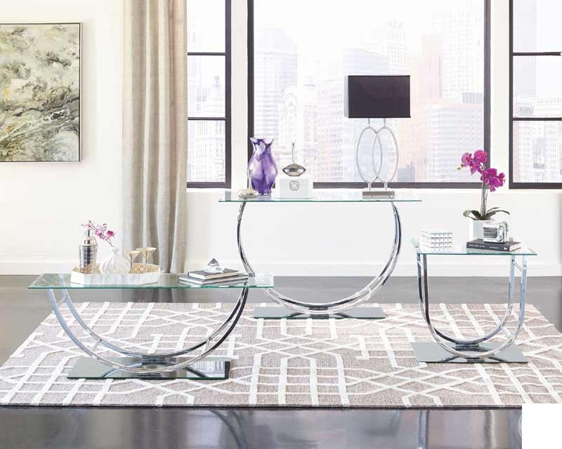 Coaster Furniture - Chrome Glass Top 3 Piece Occasional Table Set - 704988-S3