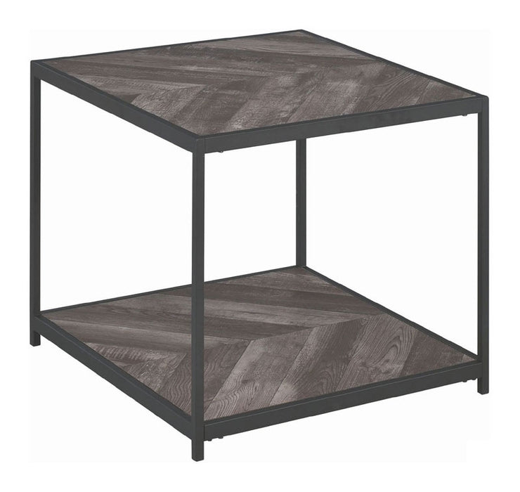 Coaster Furniture - Rustic Gray Herringbone 2 Piece Occasional Table Set - 708168-S2 - End Table