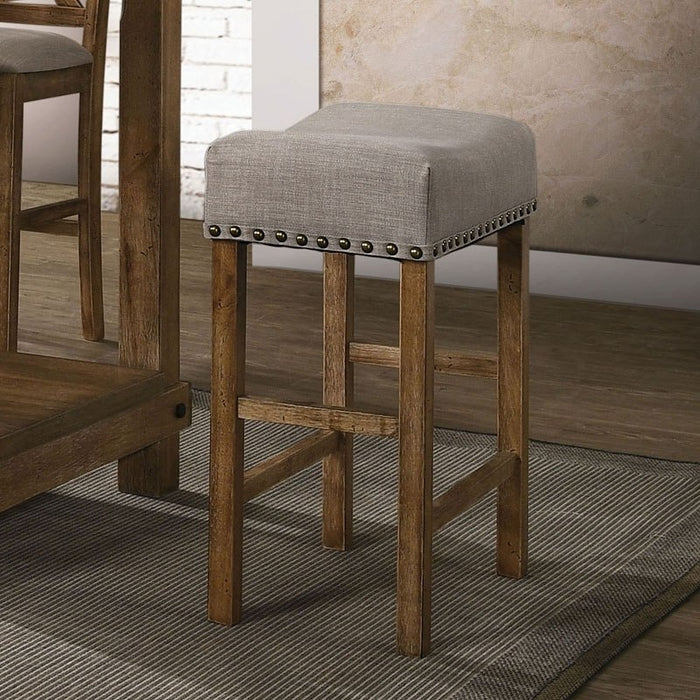 Acme Furniture - Martha II Tan Linen & Weathered Oak Counter Height Stool (Set-2) - 70833