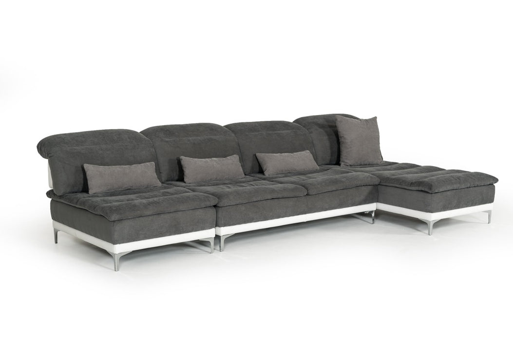 Vig Furniture - David Ferrari Horizon Modern Grey Fabric & Leather Sectional Sofa - VGFTHORIZON - GreatFurnitureDeal