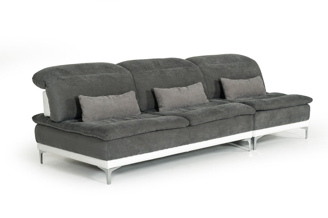 Vig Furniture - David Ferrari Horizon Modern Grey Fabric & Leather Sectional Sofa - VGFTHORIZON
