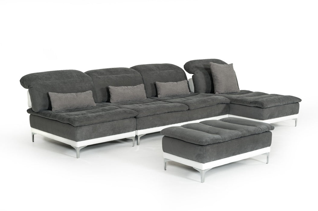 Vig Furniture - David Ferrari Horizon Modern Grey Fabric & Leather Sectional Sofa - VGFTHORIZON - GreatFurnitureDeal