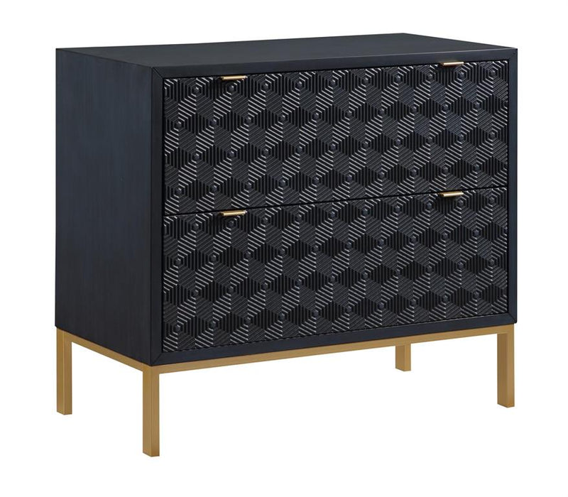 Coast To Coast - Prism Royal Blue and Gold 2Drawer Chest - 71146 - GreatFurnitureDeal