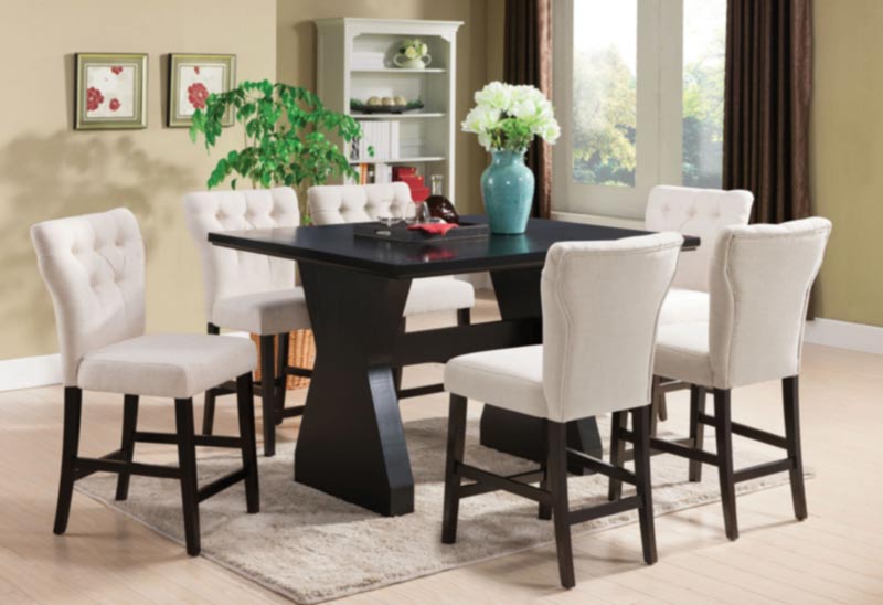 Acme Furniture - Effie 6 Piece Counter Height Table Set in Espresso - 71520-BE-7SET